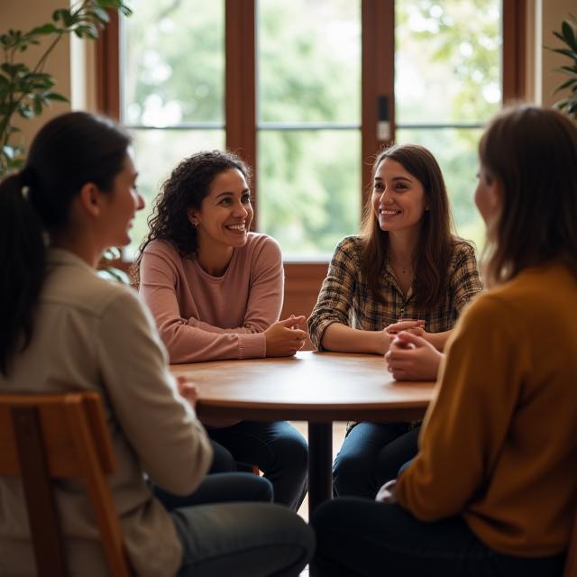 Peer support group therapy session